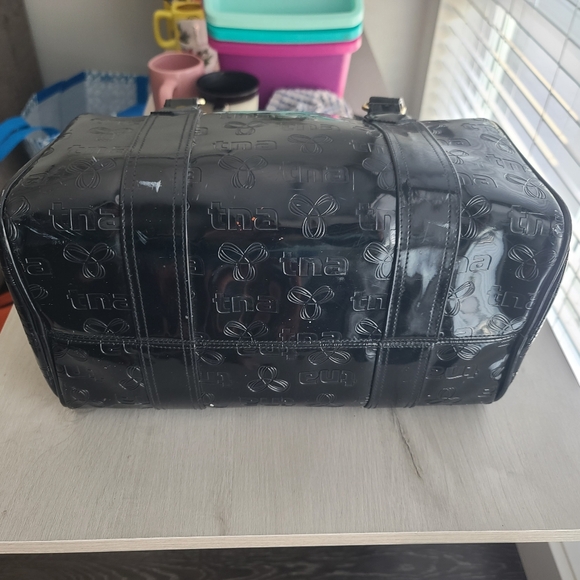 TNA Aritzia Tote Duffle Bag Puff Black Plastic Monogram 33005600 Travel FLAWED - Picture 7 of 16